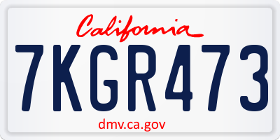 CA license plate 7KGR473