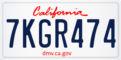 CA license plate 7KGR474