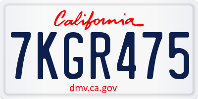 CA license plate 7KGR475