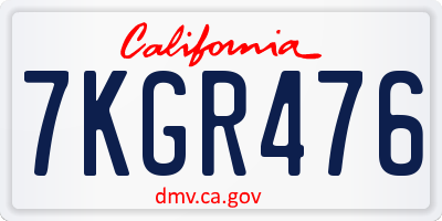 CA license plate 7KGR476
