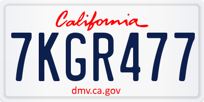 CA license plate 7KGR477