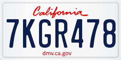CA license plate 7KGR478
