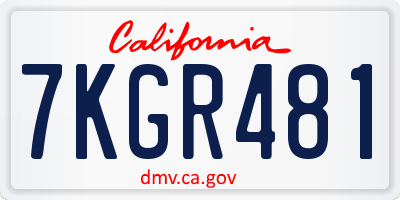 CA license plate 7KGR481