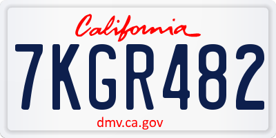 CA license plate 7KGR482