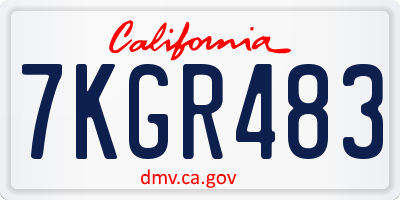 CA license plate 7KGR483