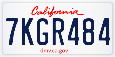 CA license plate 7KGR484