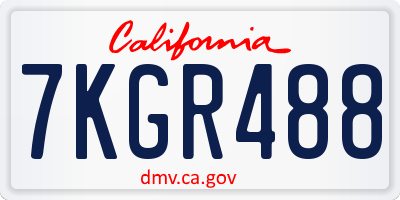 CA license plate 7KGR488