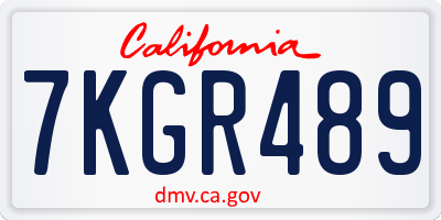 CA license plate 7KGR489