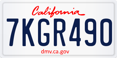 CA license plate 7KGR490