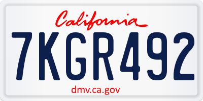 CA license plate 7KGR492