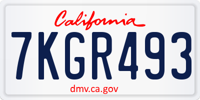 CA license plate 7KGR493