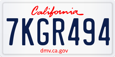 CA license plate 7KGR494