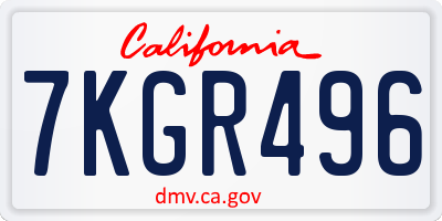CA license plate 7KGR496