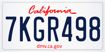 CA license plate 7KGR498