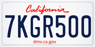 CA license plate 7KGR500