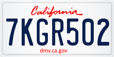 CA license plate 7KGR502
