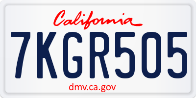 CA license plate 7KGR505