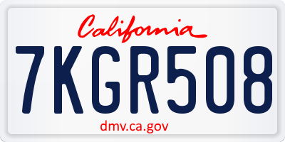 CA license plate 7KGR508
