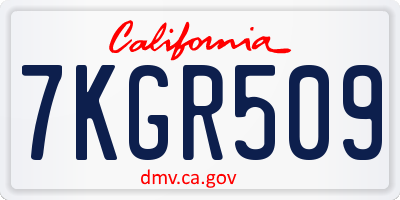 CA license plate 7KGR509