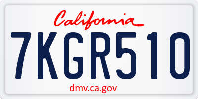 CA license plate 7KGR510