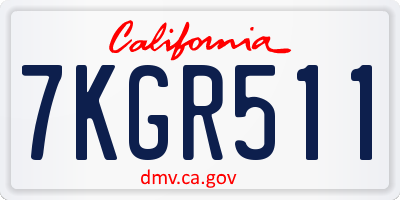 CA license plate 7KGR511