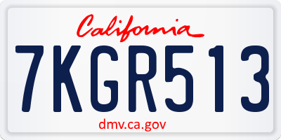 CA license plate 7KGR513