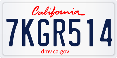 CA license plate 7KGR514