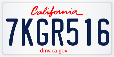CA license plate 7KGR516
