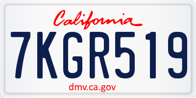 CA license plate 7KGR519