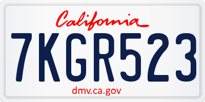 CA license plate 7KGR523