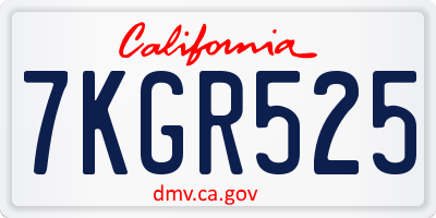 CA license plate 7KGR525