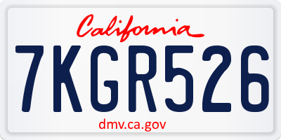 CA license plate 7KGR526