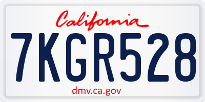 CA license plate 7KGR528