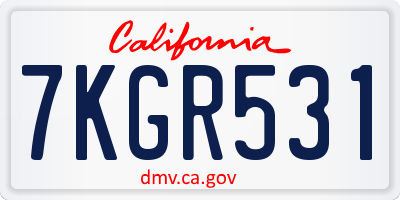 CA license plate 7KGR531