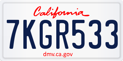 CA license plate 7KGR533