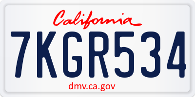 CA license plate 7KGR534