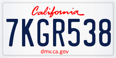 CA license plate 7KGR538