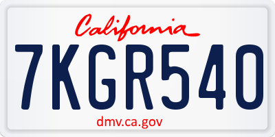 CA license plate 7KGR540