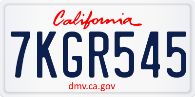 CA license plate 7KGR545