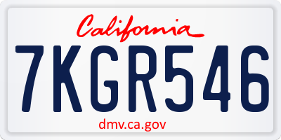 CA license plate 7KGR546
