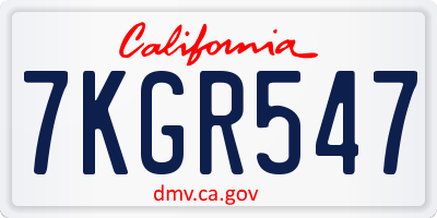 CA license plate 7KGR547