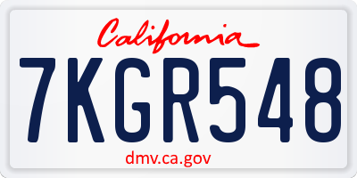 CA license plate 7KGR548