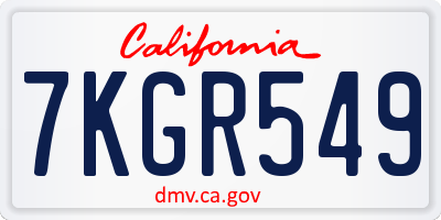 CA license plate 7KGR549