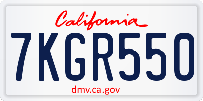 CA license plate 7KGR550