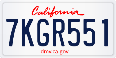 CA license plate 7KGR551