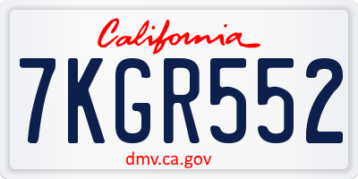 CA license plate 7KGR552
