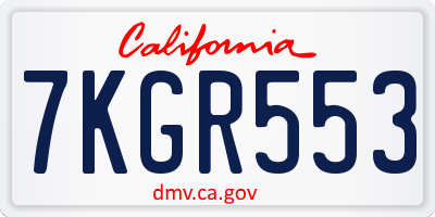 CA license plate 7KGR553