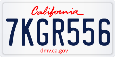 CA license plate 7KGR556