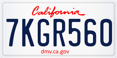 CA license plate 7KGR560