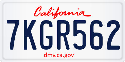 CA license plate 7KGR562